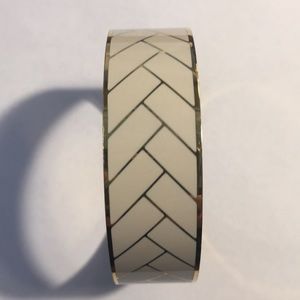 J Crew White & Gold Enamel Bangle Bracelet